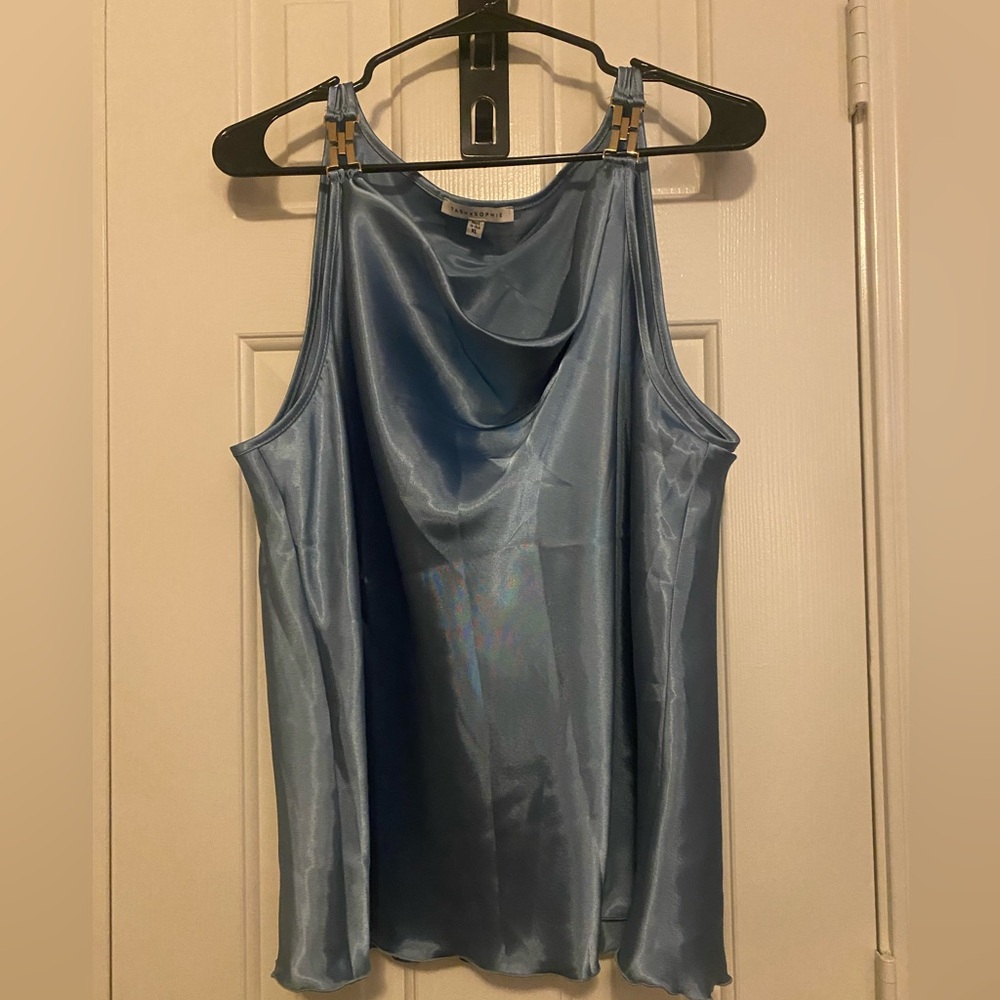 Elegant Blue Satin Women's Top